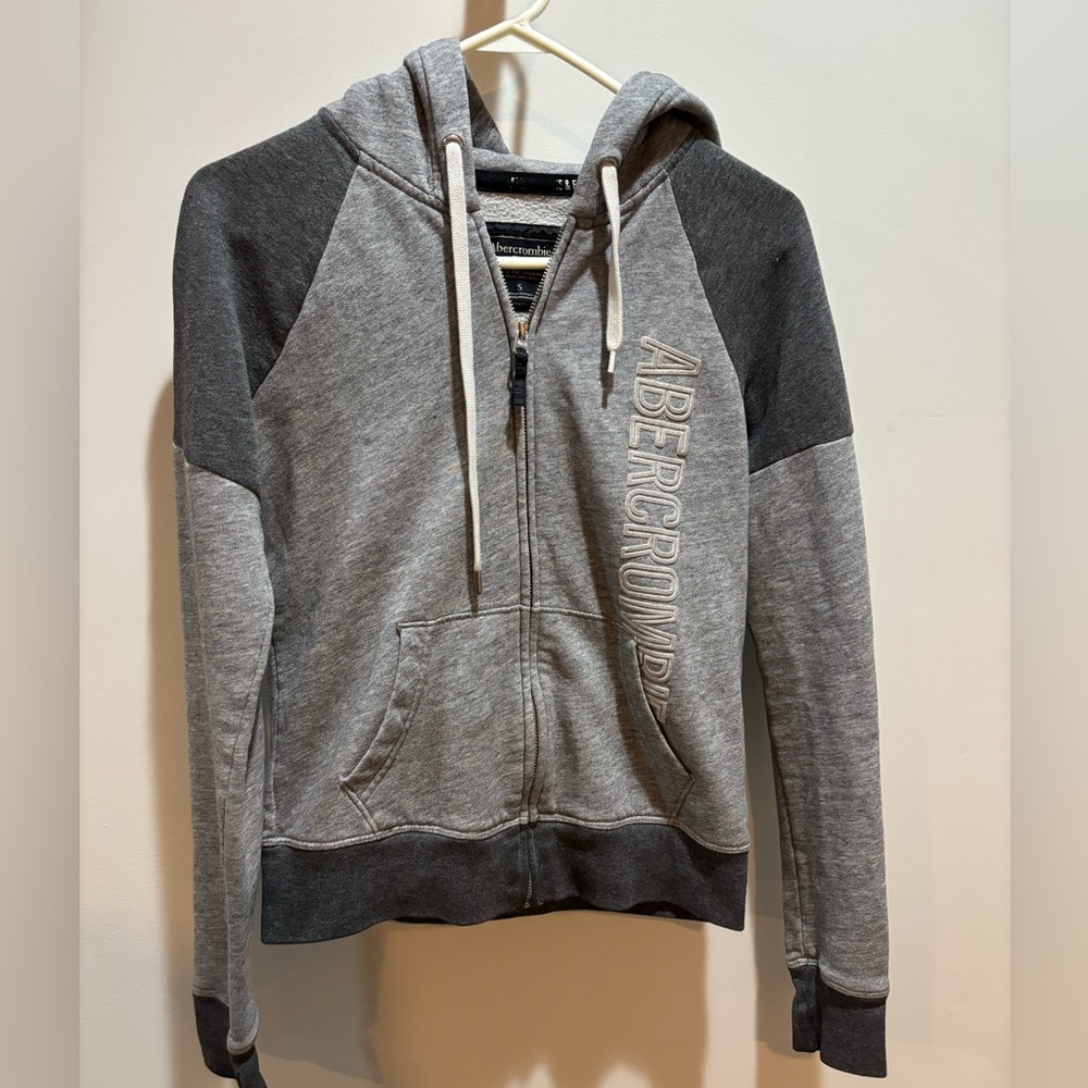 Abercrombie Gray Zip-Up Hoodie Y2K